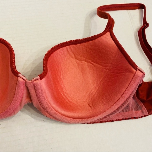 32D Victoria Secret Body By Victoria Lined Demi Bra Raspberry Lace Overlay - Picture 9 of 15